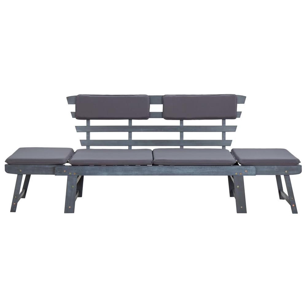vidaXL Garden Bench with Cushions 2-in-1 74.8" Gray Solid Acacia Wood 2119. Picture 2