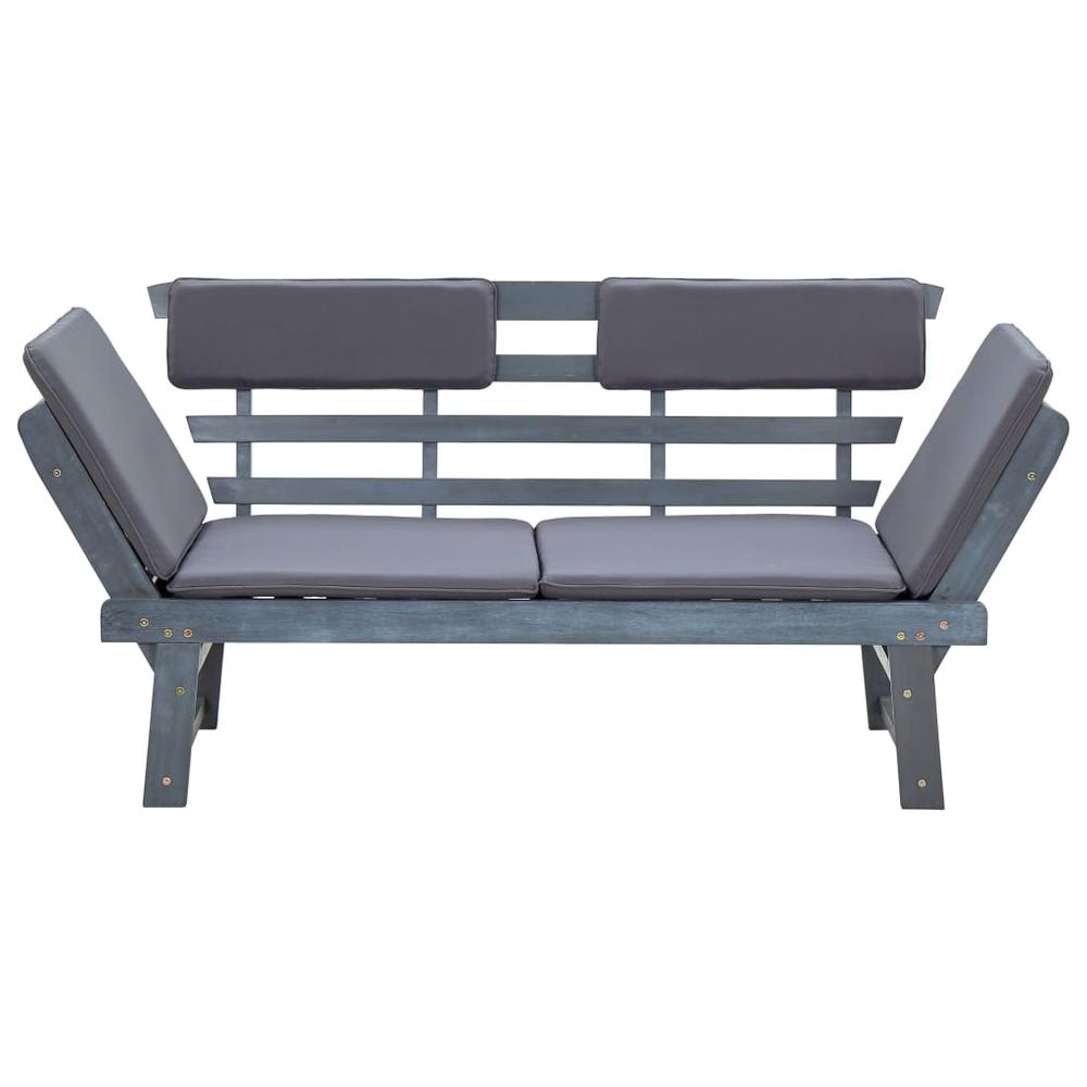 vidaXL Garden Bench with Cushions 2-in-1 74.8" Gray Solid Acacia Wood 2119. Picture 3