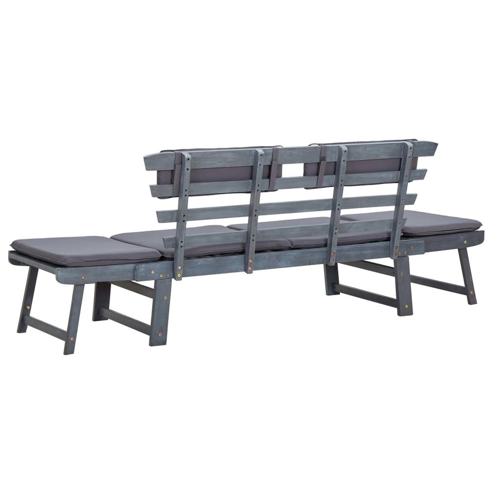 vidaXL Garden Bench with Cushions 2-in-1 74.8" Gray Solid Acacia Wood 2119. Picture 4