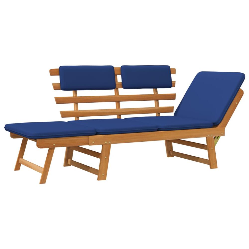 vidaXL Patio Bench with Cushions 2-in-1 74.8" Solid Acacia Wood. Picture 6