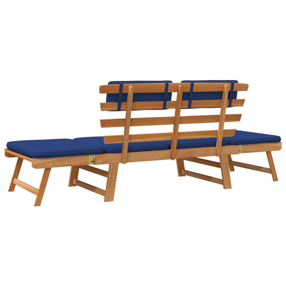 vidaXL Patio Bench with Cushions 2-in-1 74.8" Solid Acacia Wood. Picture 8