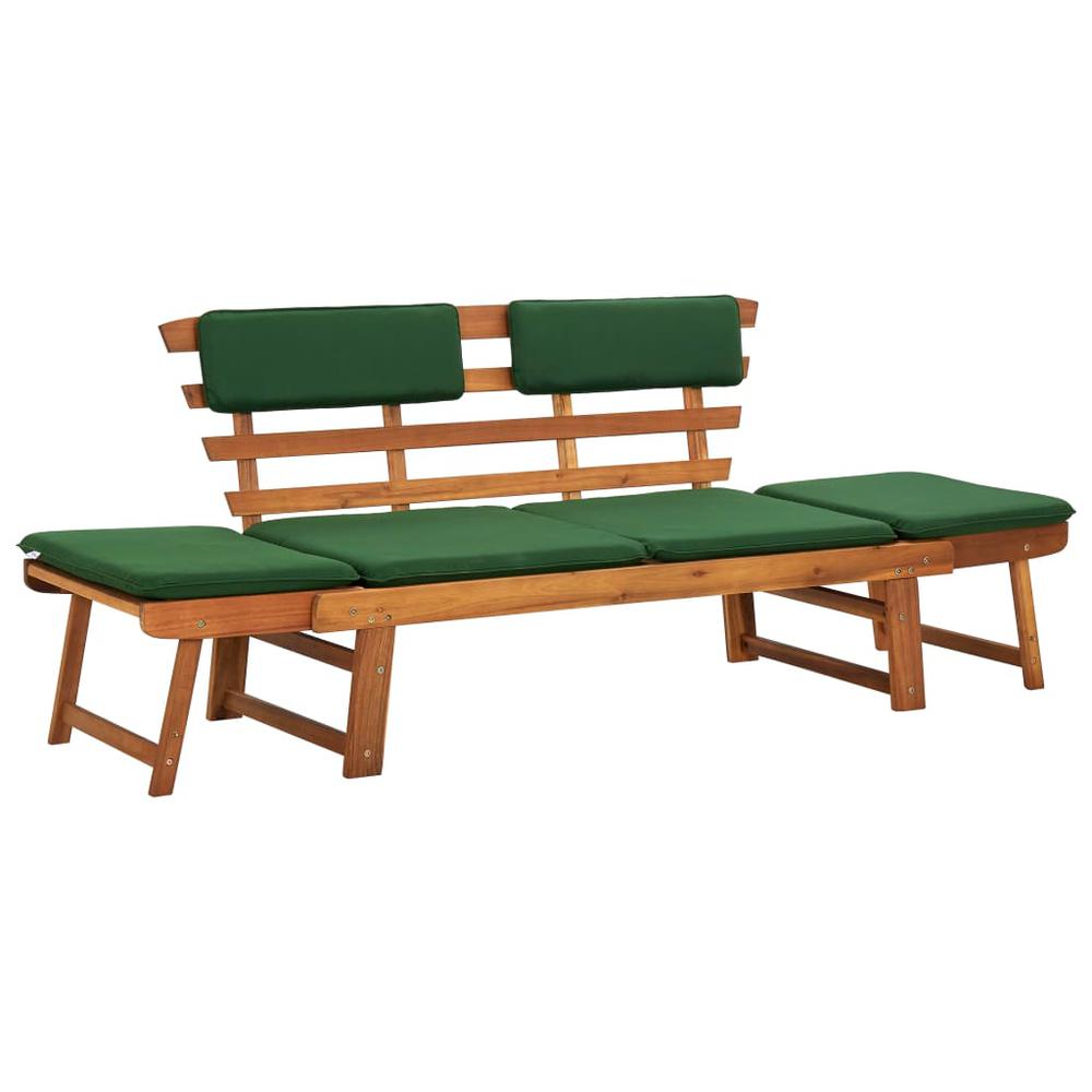 vidaXL Garden Bench with Cushions 2-in-1 74.8" Solid Acacia Wood 2121. Picture 1