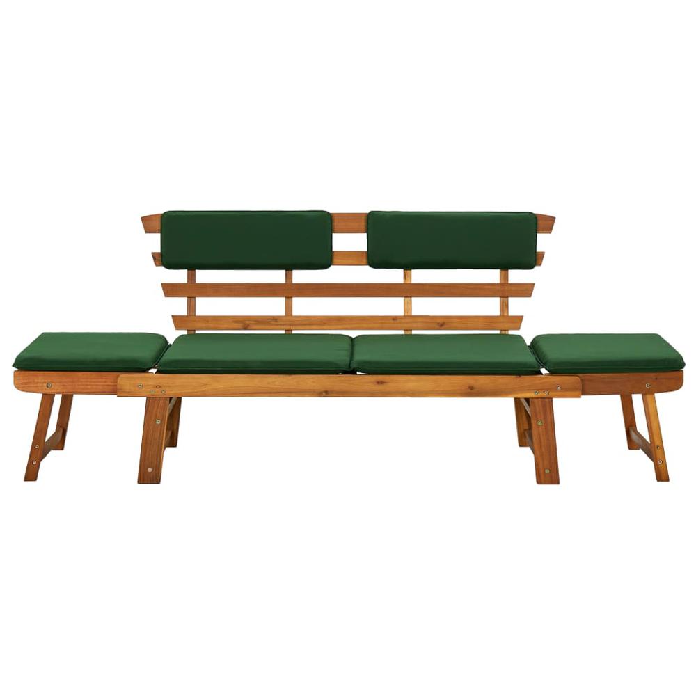 vidaXL Garden Bench with Cushions 2-in-1 74.8" Solid Acacia Wood 2121. Picture 3