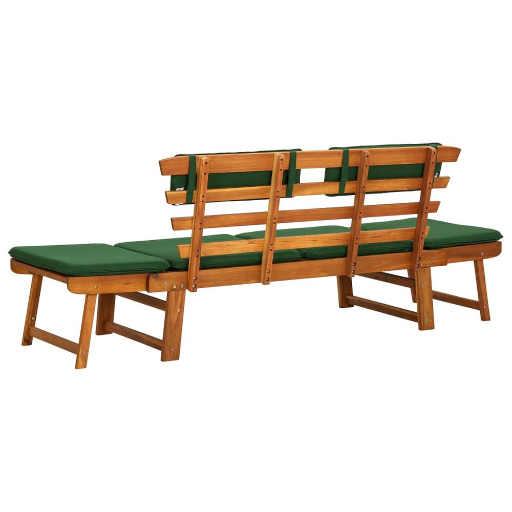 vidaXL Garden Bench with Cushions 2-in-1 74.8" Solid Acacia Wood 2121. Picture 5