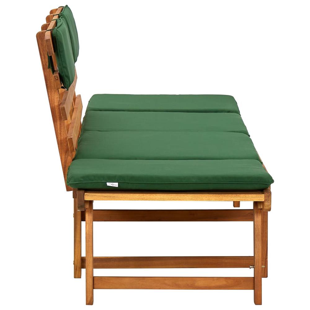 vidaXL Garden Bench with Cushions 2-in-1 74.8" Solid Acacia Wood 2121. Picture 6