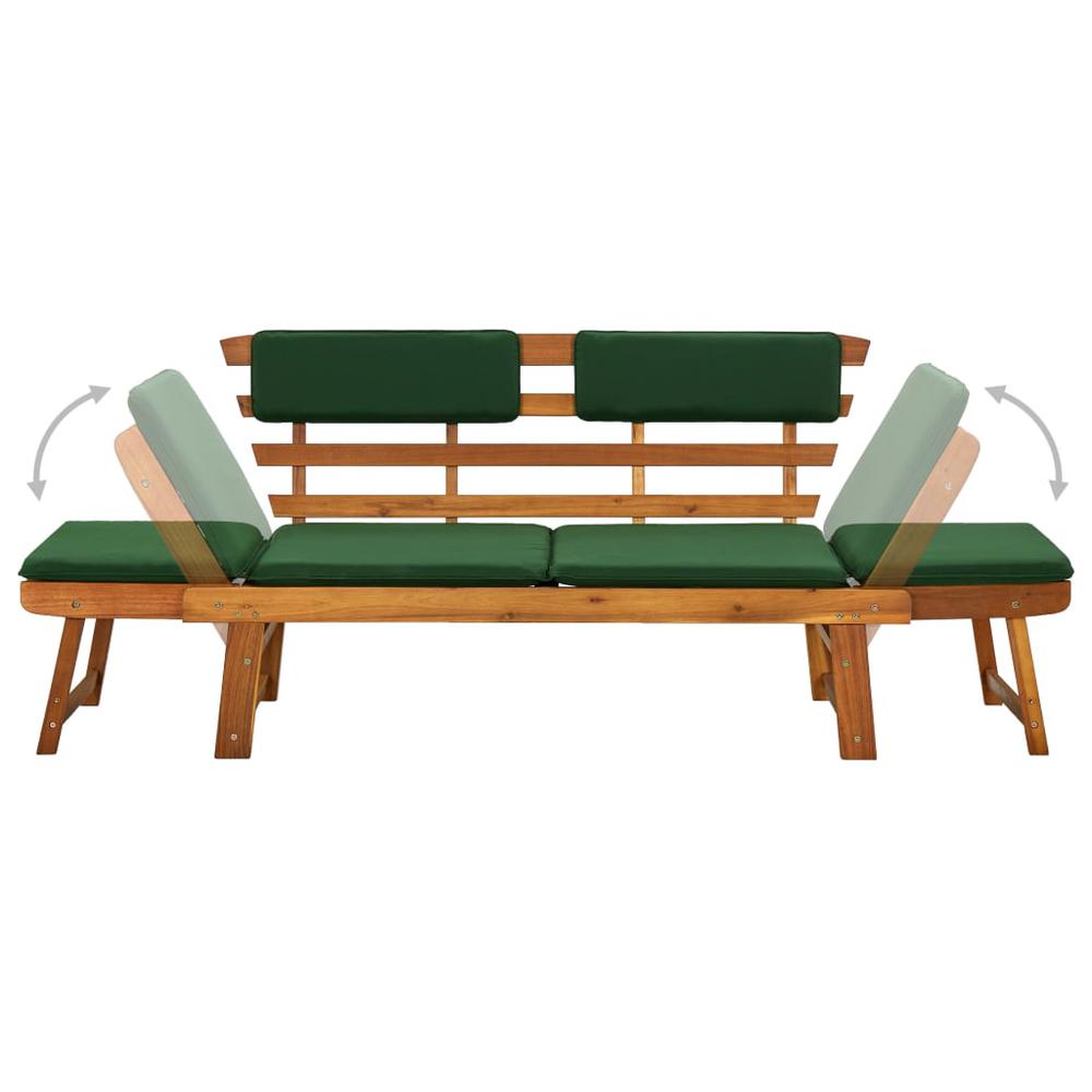 vidaXL Garden Bench with Cushions 2-in-1 74.8" Solid Acacia Wood 2121. Picture 7
