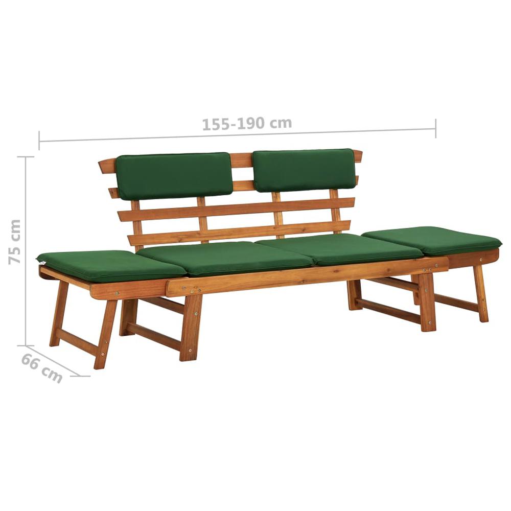 vidaXL Garden Bench with Cushions 2-in-1 74.8" Solid Acacia Wood 2121. Picture 10