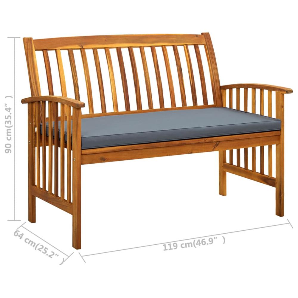 vidaXL Patio Bench with Cushion 46.9" Solid Acacia Wood, 312133. Picture 8