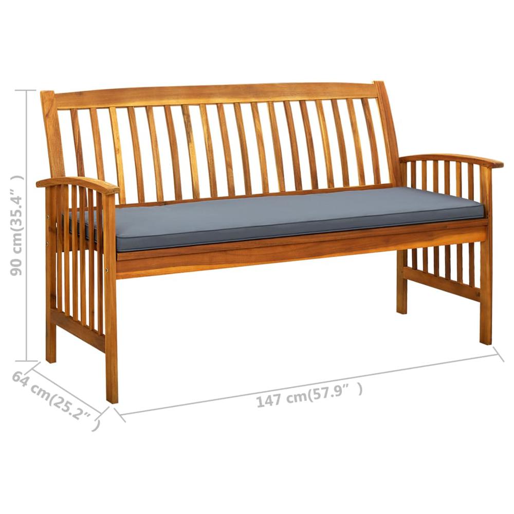vidaXL Patio Bench with Cushion 57.9" Solid Acacia Wood, 312135. Picture 8