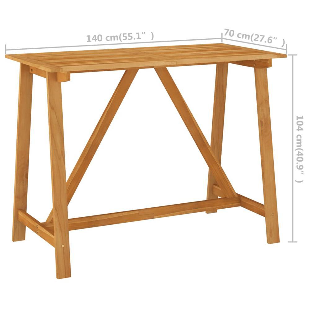 vidaXL Patio Bar Table 55.1"x27.6"x40.9" Solid Acacia Wood. Picture 6