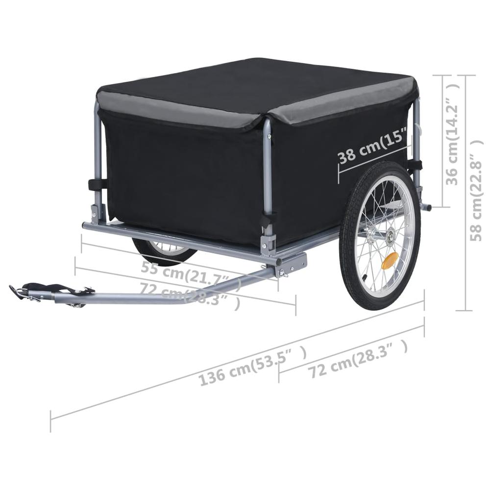 vidaXL Bike Cargo Trailer Black and Gray 143.3 lb. Picture 6