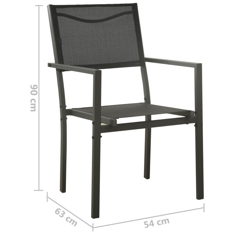 Patio Chairs 2 pcs Textilene and Steel Black and Anthracite. Picture 7