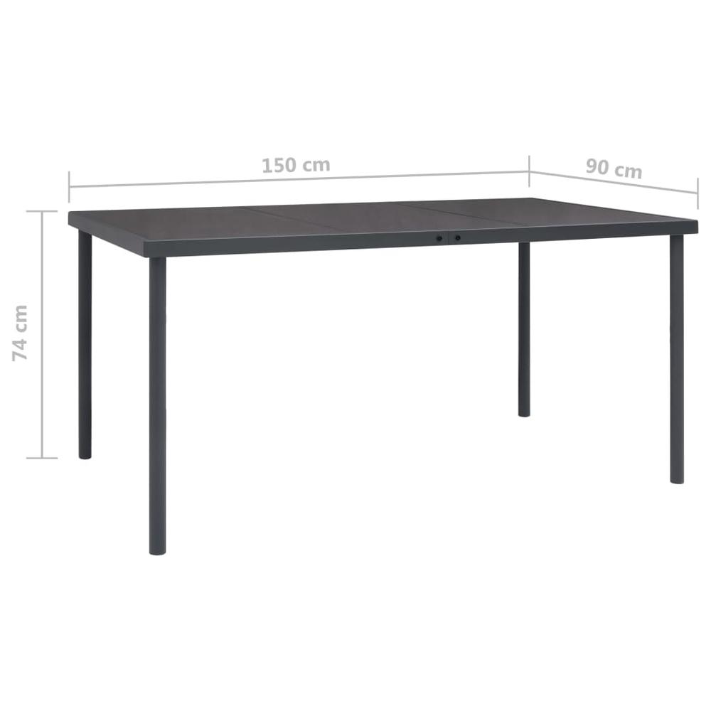 Patio Dining Table Anthracite 59.1"x35.4"x29.1" Steel. Picture 5