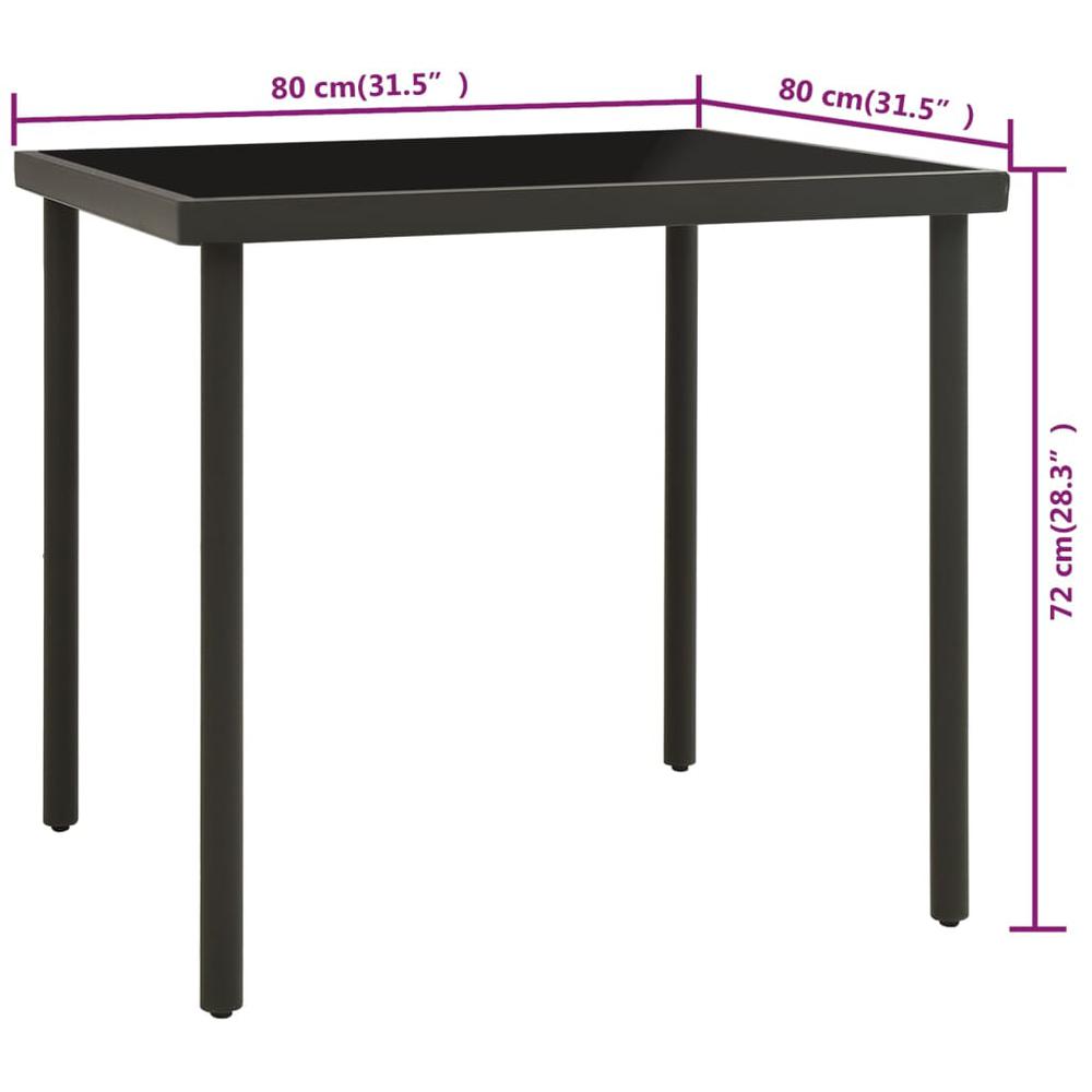 Patio Dining Table Anthracite 31.5"x31.5"x28.3" Glass and Steel. Picture 3