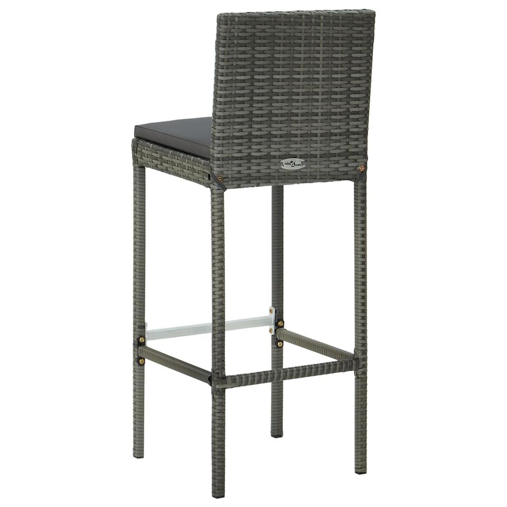 vidaXL Garden Bar Stools with Cushions 4 pcs Gray Poly Rattan, 313438. Picture 6