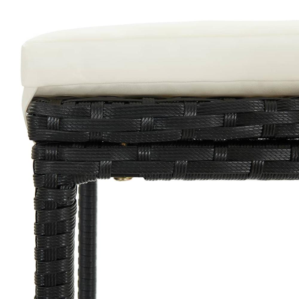vidaXL Bar Stools with Cushions 2 pcs Black Poly Rattan 3440. Picture 6