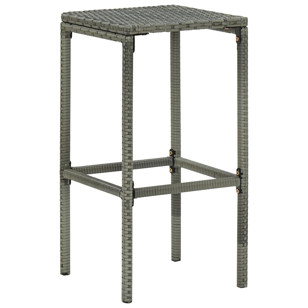 vidaXL Bar Stools with Cushions 2 pcs Gray Poly Rattan 3441. Picture 3