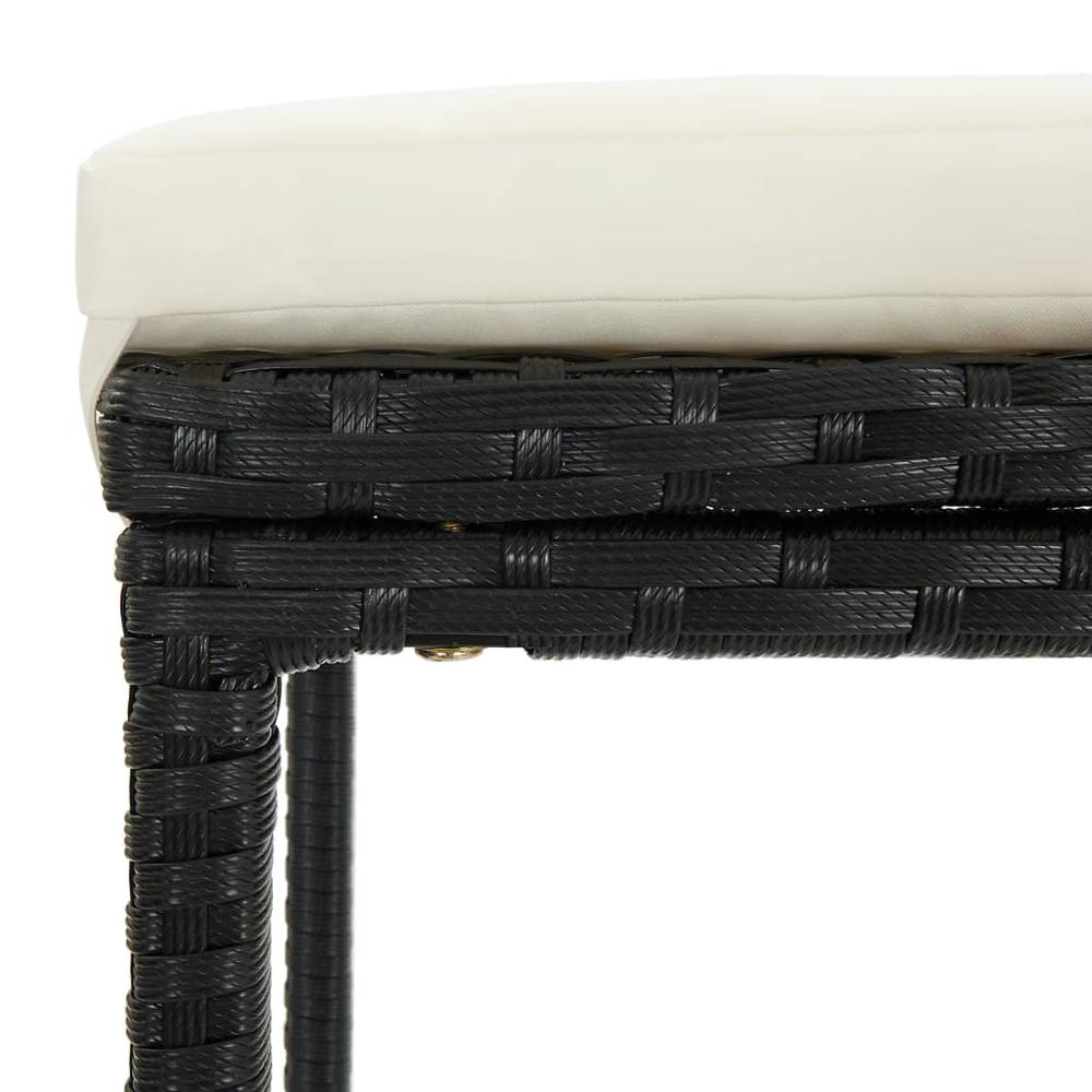 vidaXL Bar Stools with Cushions 3 pcs Black Poly Rattan, 313443. Picture 6