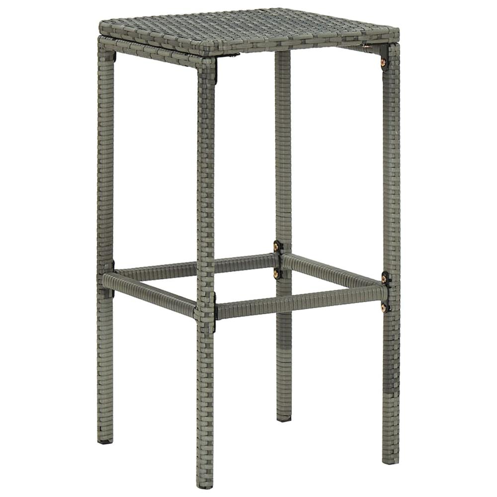 vidaXL Bar Stools with Cushions 3 pcs Gray Poly Rattan, 313444. Picture 3