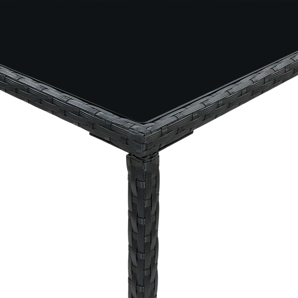 vidaXL Garden Bar Table Black 27.6"x27.6"x43.3" Poly Rattan and Glass 3458. Picture 5