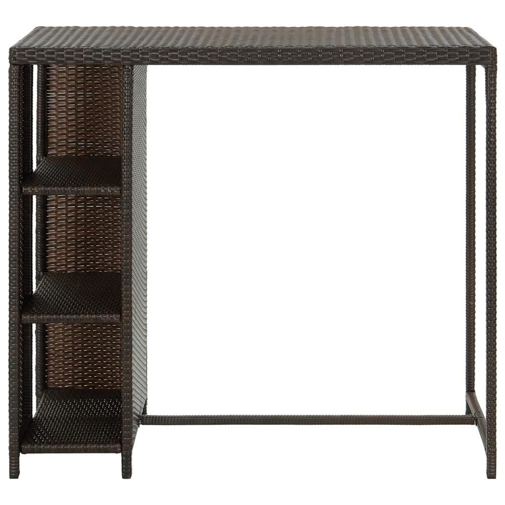 vidaXL Bar Table with Storage Rack Brown 47.2"x23.6"x43.3" Poly Rattan, 313475. Picture 3