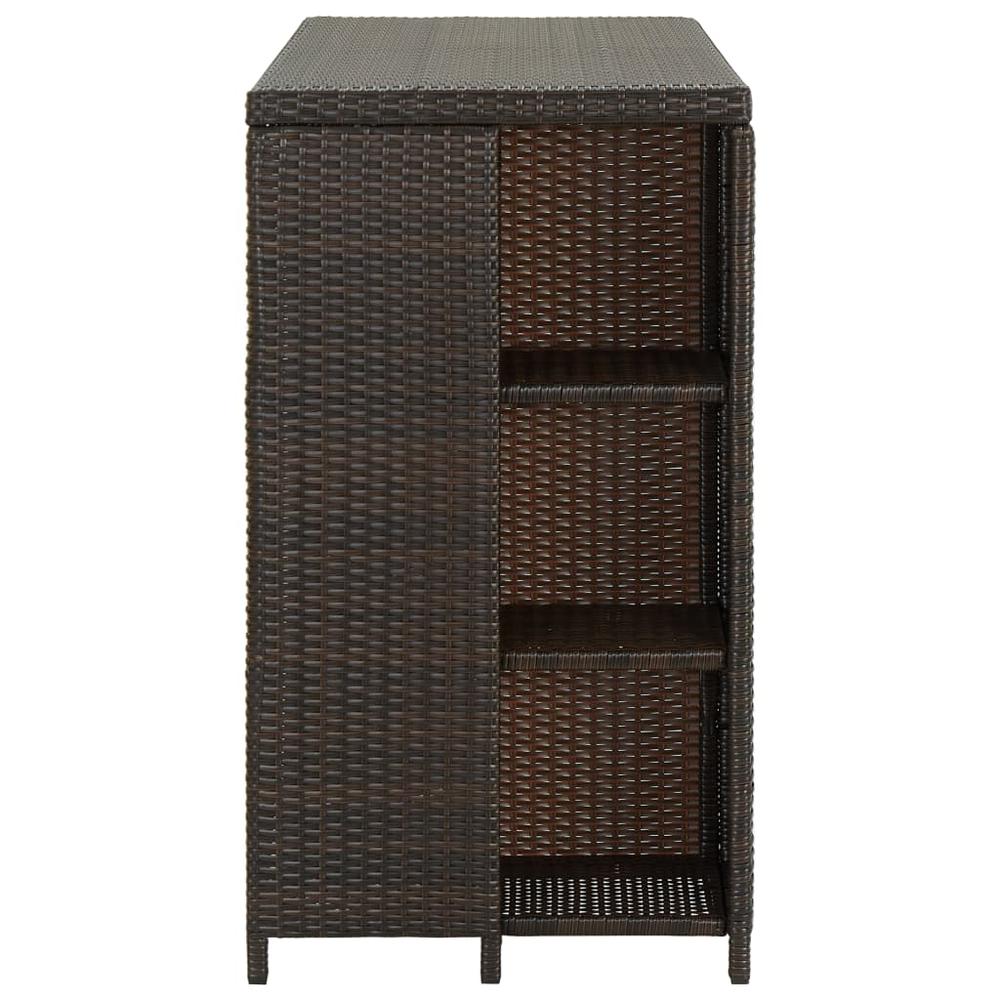 vidaXL Bar Table with Storage Rack Brown 47.2"x23.6"x43.3" Poly Rattan, 313475. Picture 4