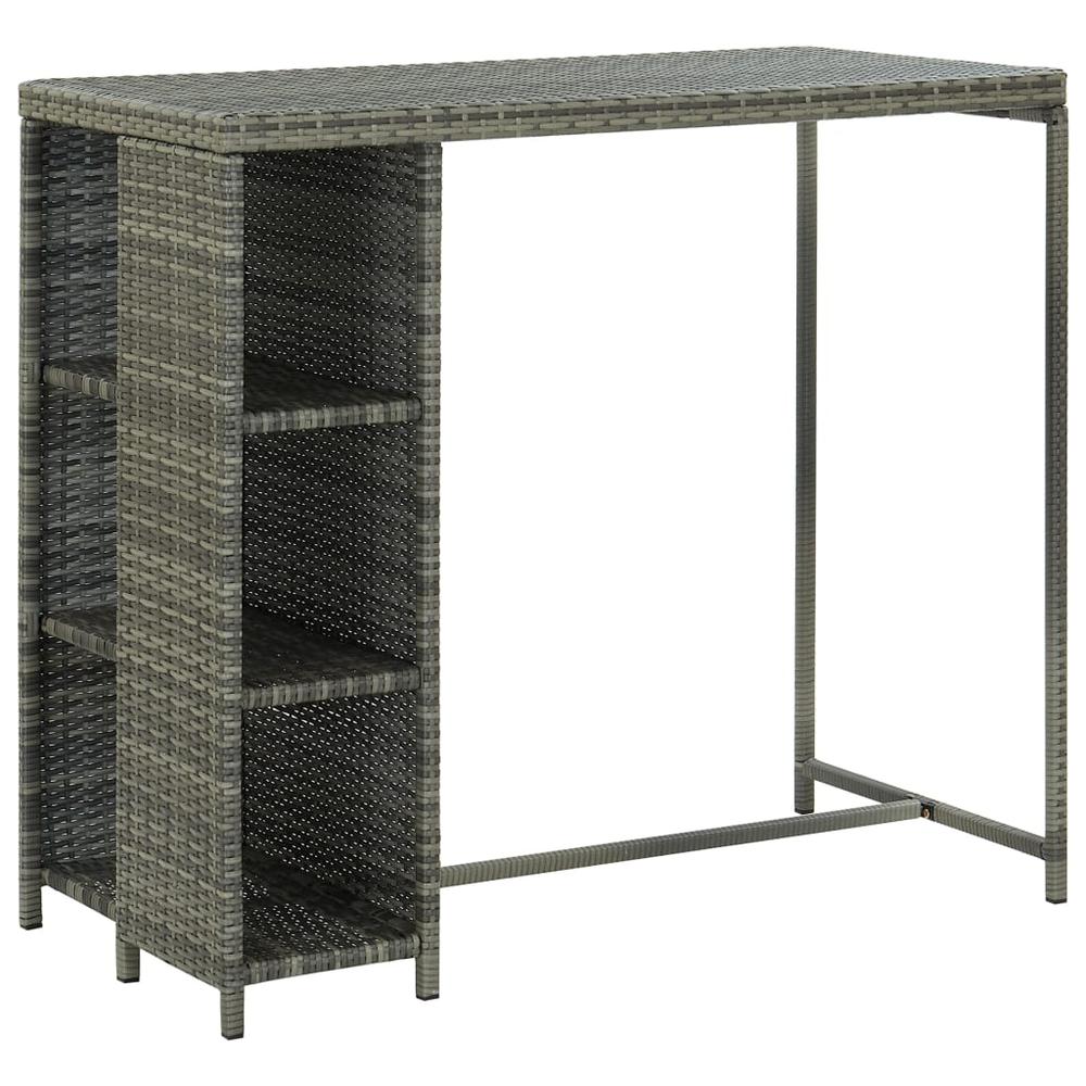 vidaXL Bar Table with Storage Rack Gray 47.2"x23.6"x43.3" Poly Rattan, 313477. Picture 1