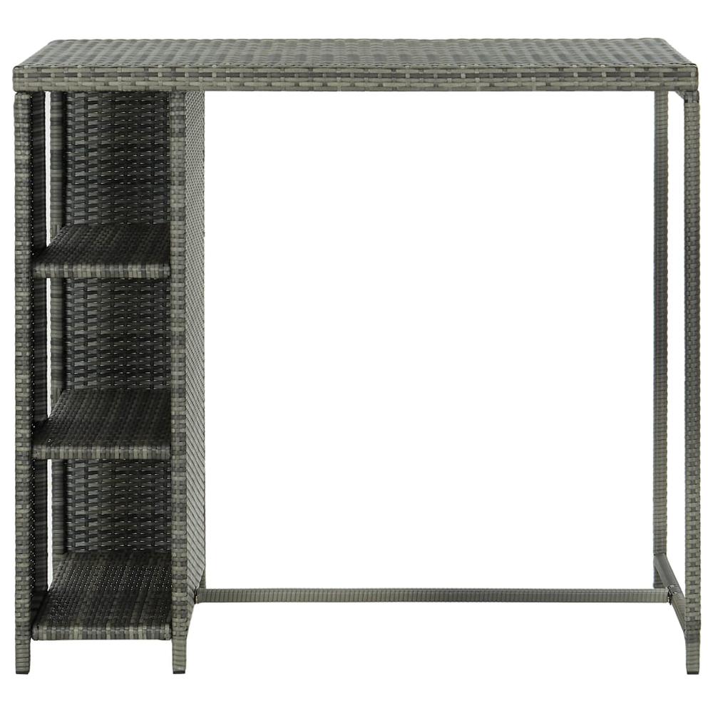 vidaXL Bar Table with Storage Rack Gray 47.2"x23.6"x43.3" Poly Rattan, 313477. Picture 3