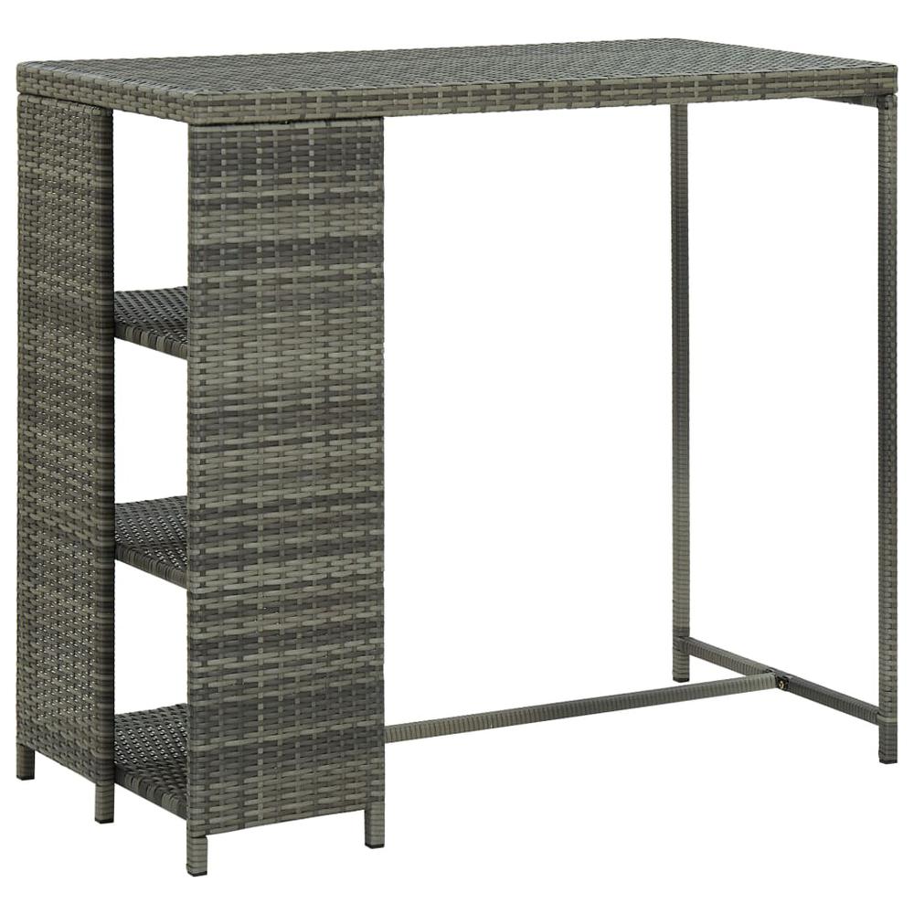 vidaXL Bar Table with Storage Rack Gray 47.2"x23.6"x43.3" Poly Rattan, 313477. Picture 5