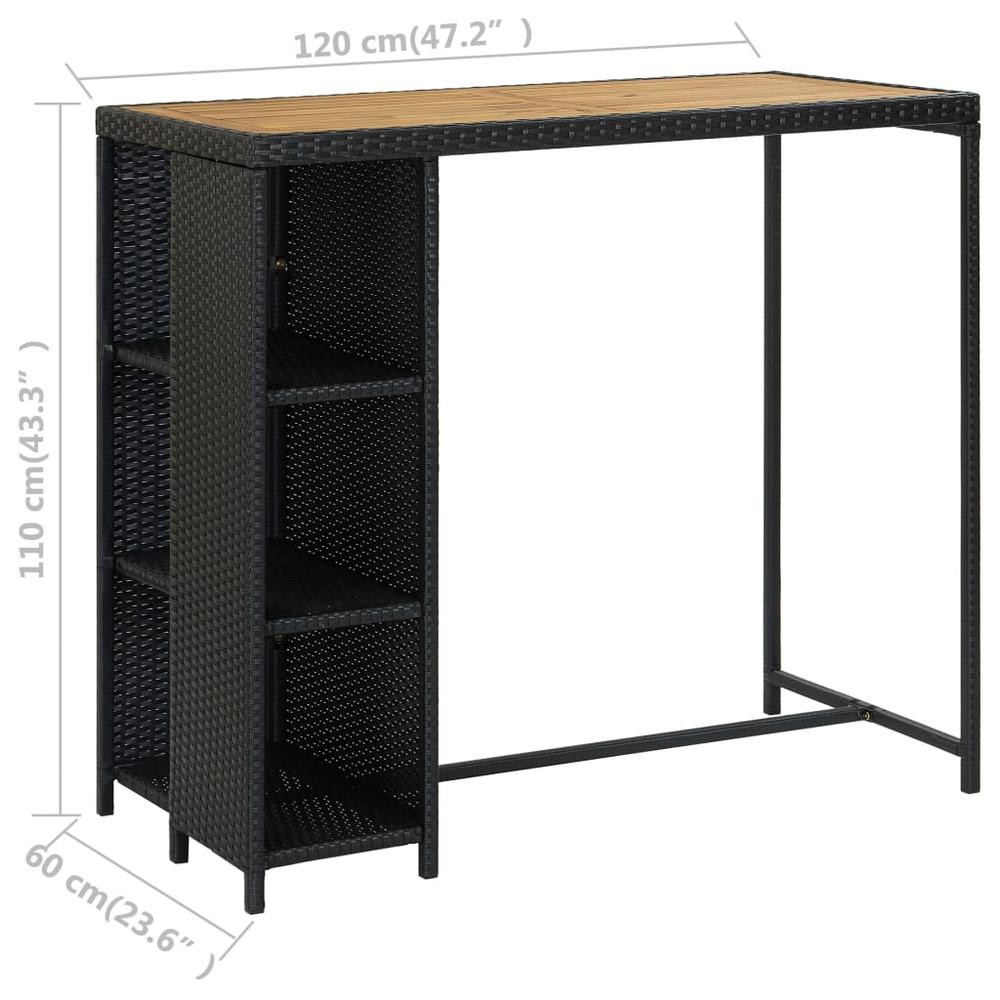 vidaXL Bar Table with Storage Rack Black 47.2"x23.6"x43.3" Poly Rattan, 313478. Picture 7