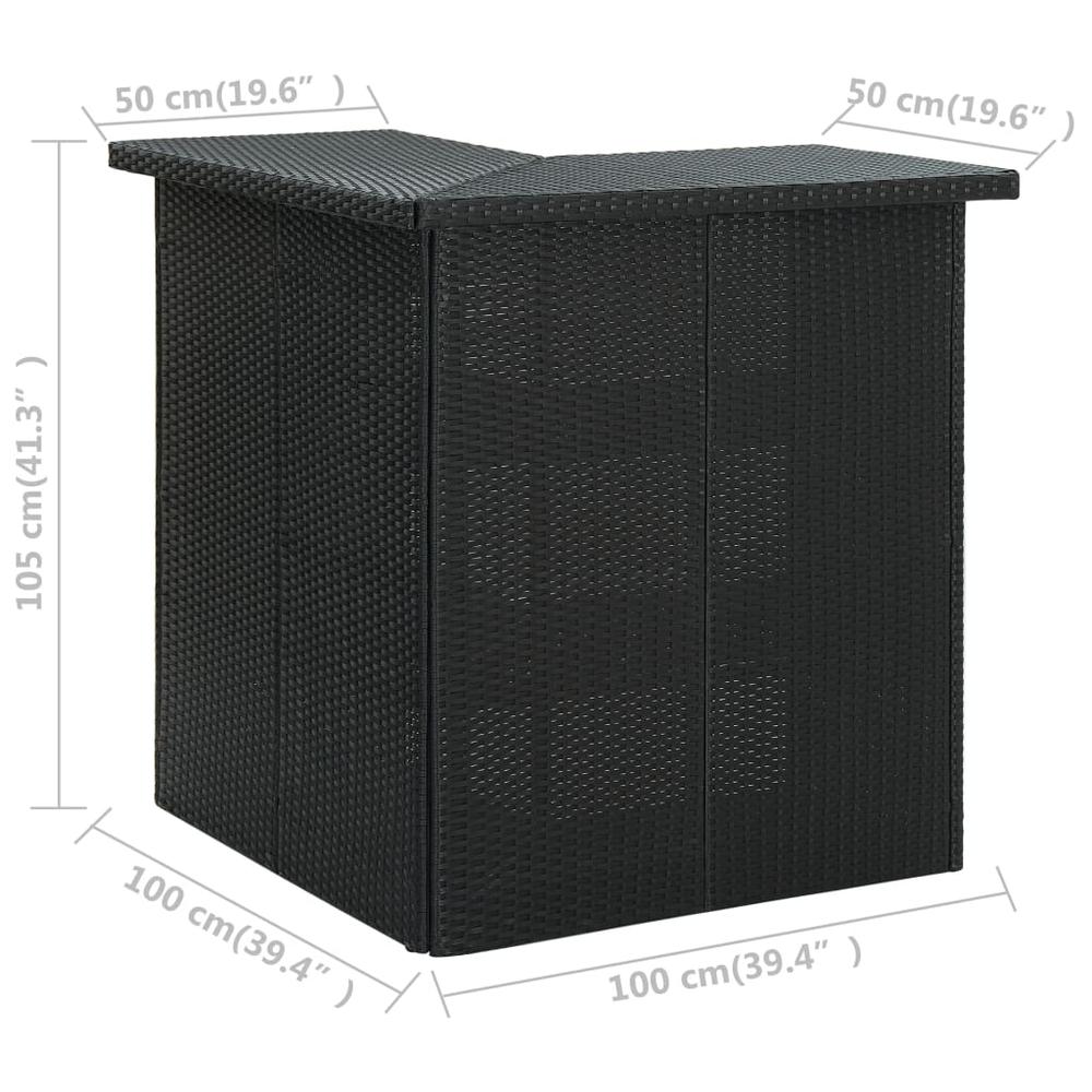 vidaXL Corner Bar Table Black 39.4"x19.7"x41.3" Poly Rattan, 313481. Picture 7