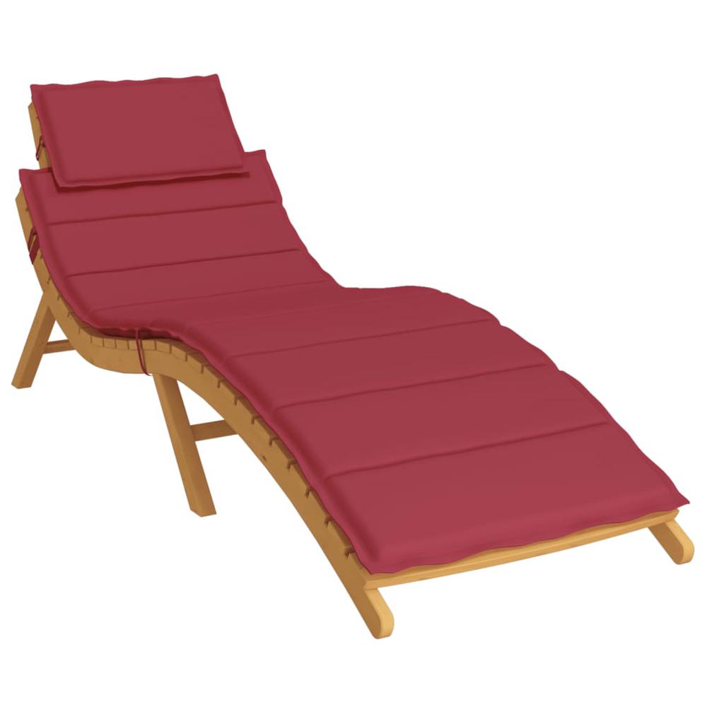 Sun Lounger Cushion Wine Red 73.2"x22.8"x1.2". Picture 2
