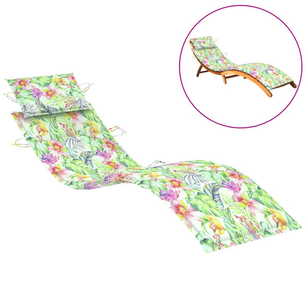 Sun Lounger Cushion Leaf Pattern 73.2"x22.8"x1.2" Oxford Fabric. Picture 1
