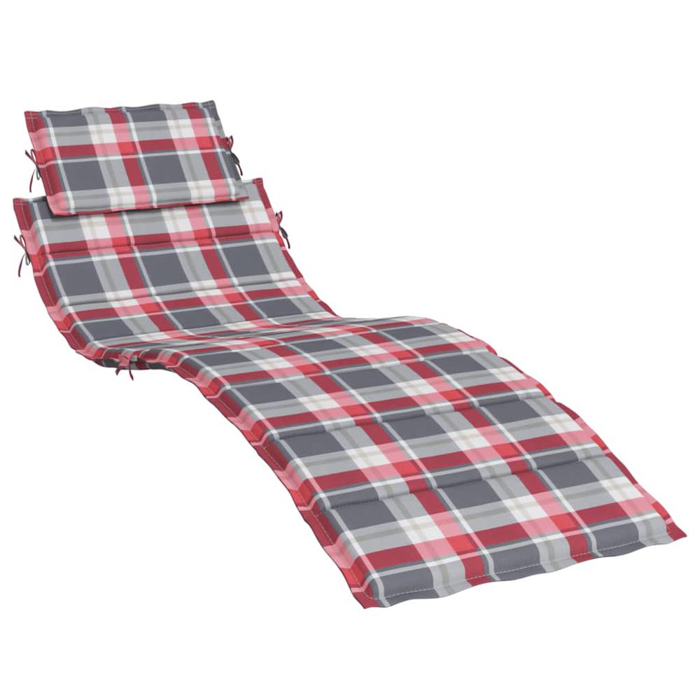 Sun Lounger Cushion Red Check Pattern 73.2"x22.8"x1.2". Picture 1