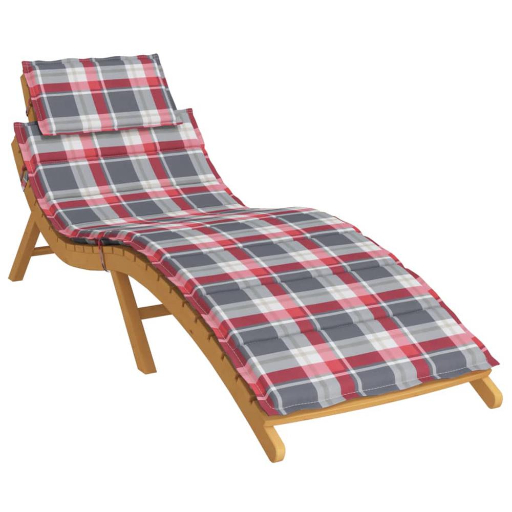 Sun Lounger Cushion Red Check Pattern 73.2"x22.8"x1.2". Picture 2