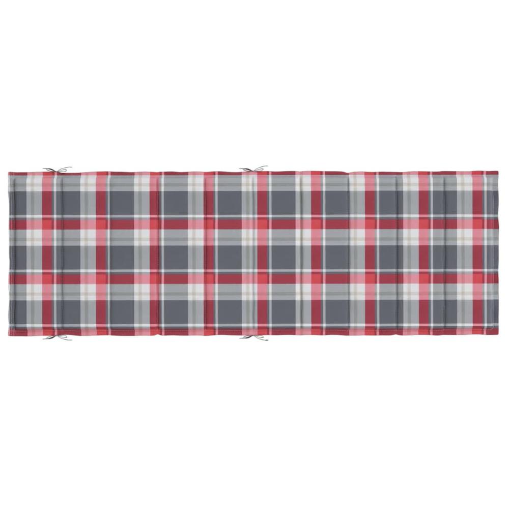 Sun Lounger Cushion Red Check Pattern 73.2"x22.8"x1.2". Picture 4