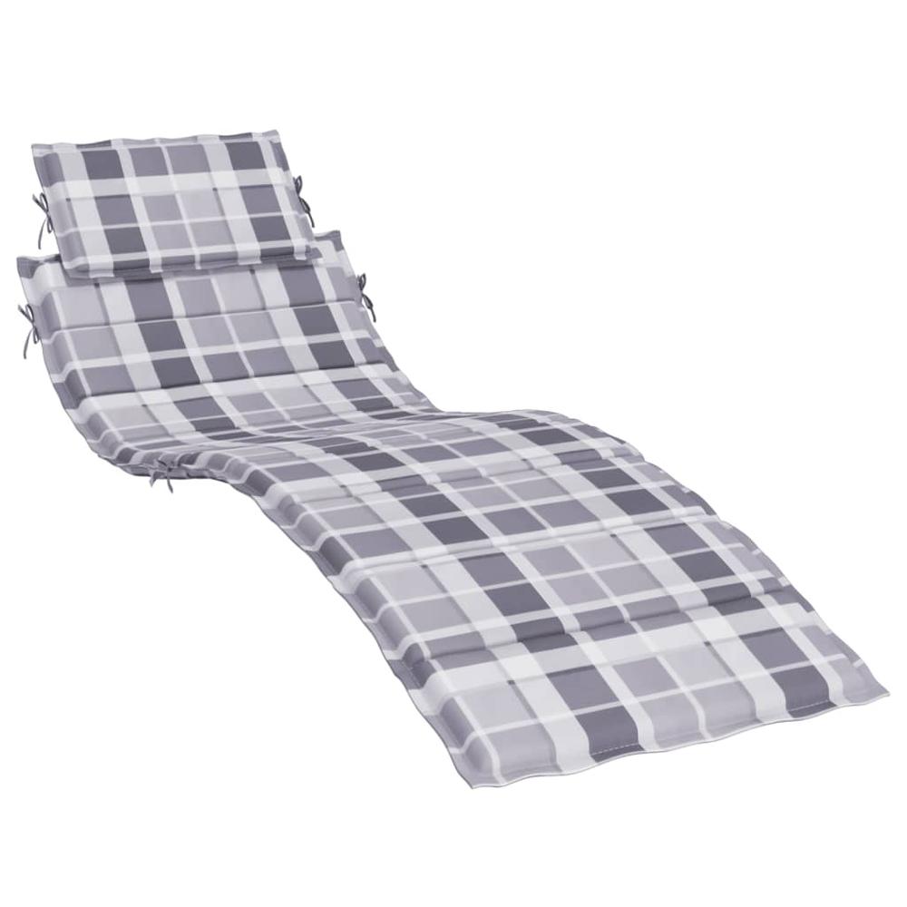 Sun Lounger Cushion Gray Check Pattern 73.2"x22.8"x1.2" Oxford Fabric. Picture 1