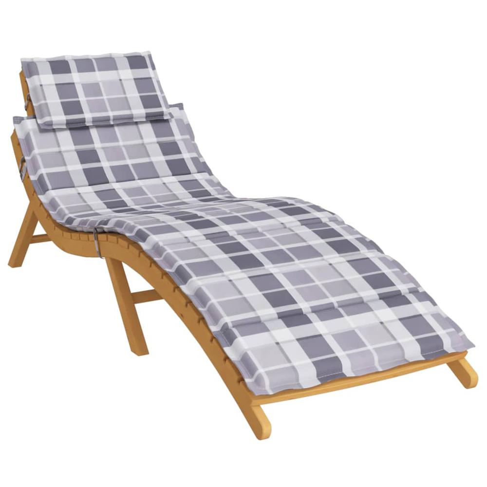 Sun Lounger Cushion Gray Check Pattern 73.2"x22.8"x1.2" Oxford Fabric. Picture 2