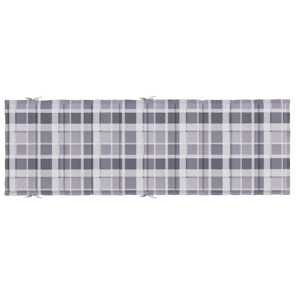 Sun Lounger Cushion Gray Check Pattern 73.2"x22.8"x1.2" Oxford Fabric. Picture 4