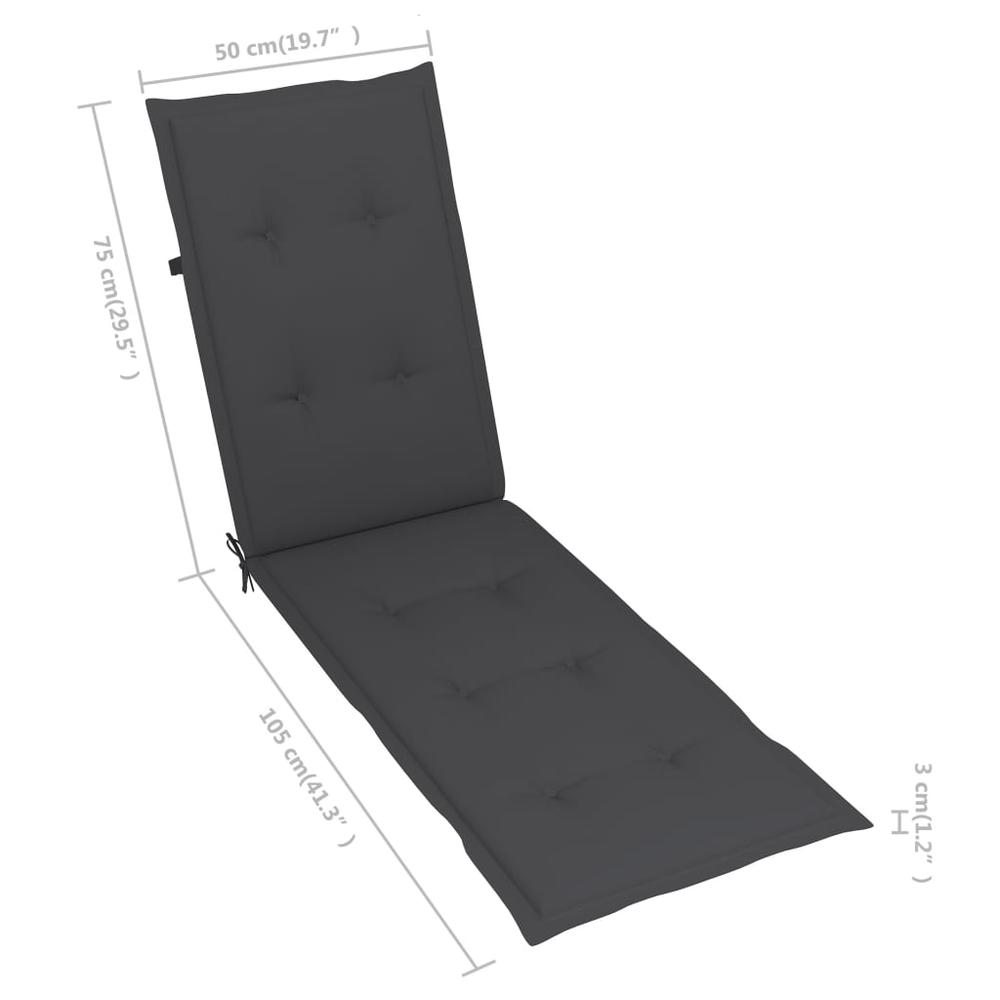 vidaXL Deck Chair Cushion Anthracite (29.5"+41.3")x19.7"x1.2". Picture 8