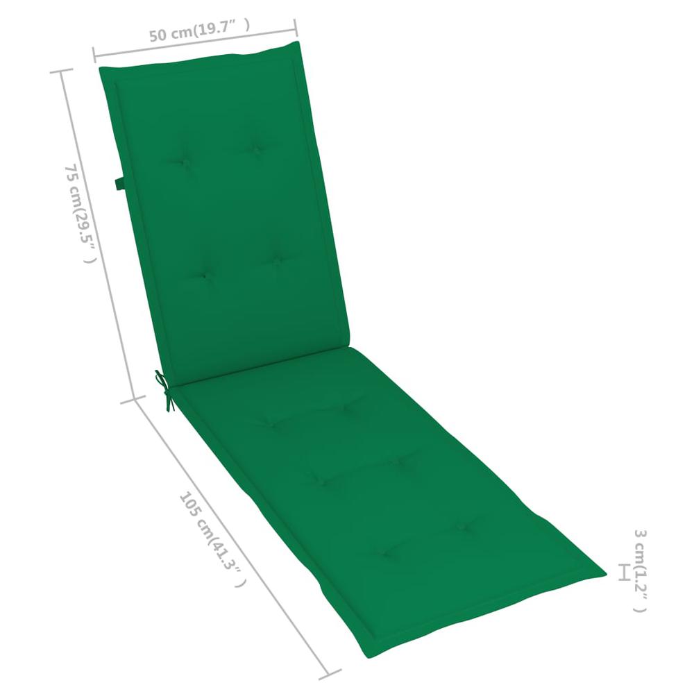 vidaXL Deck Chair Cushion Green (29.5"+41.3")x19.7"x1.2". Picture 8