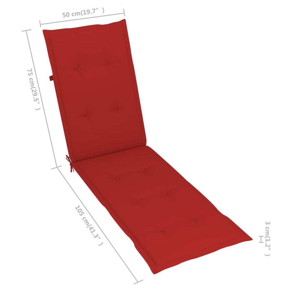 vidaXL Deck Chair Cushion Red (29.5"+41.3")x19.7"x1.2". Picture 8