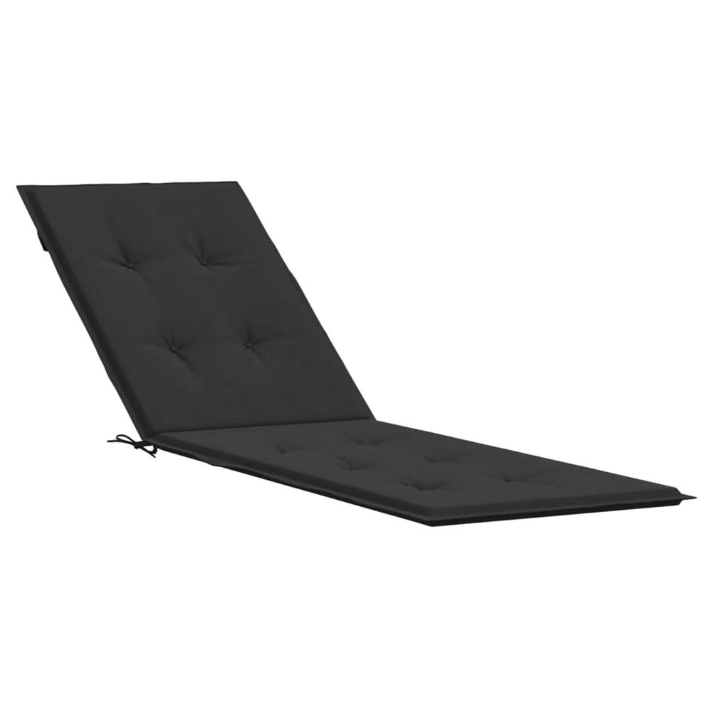 Deck Chair Cushion Black (29.5"+41.3")x19.7"x1.2". Picture 1