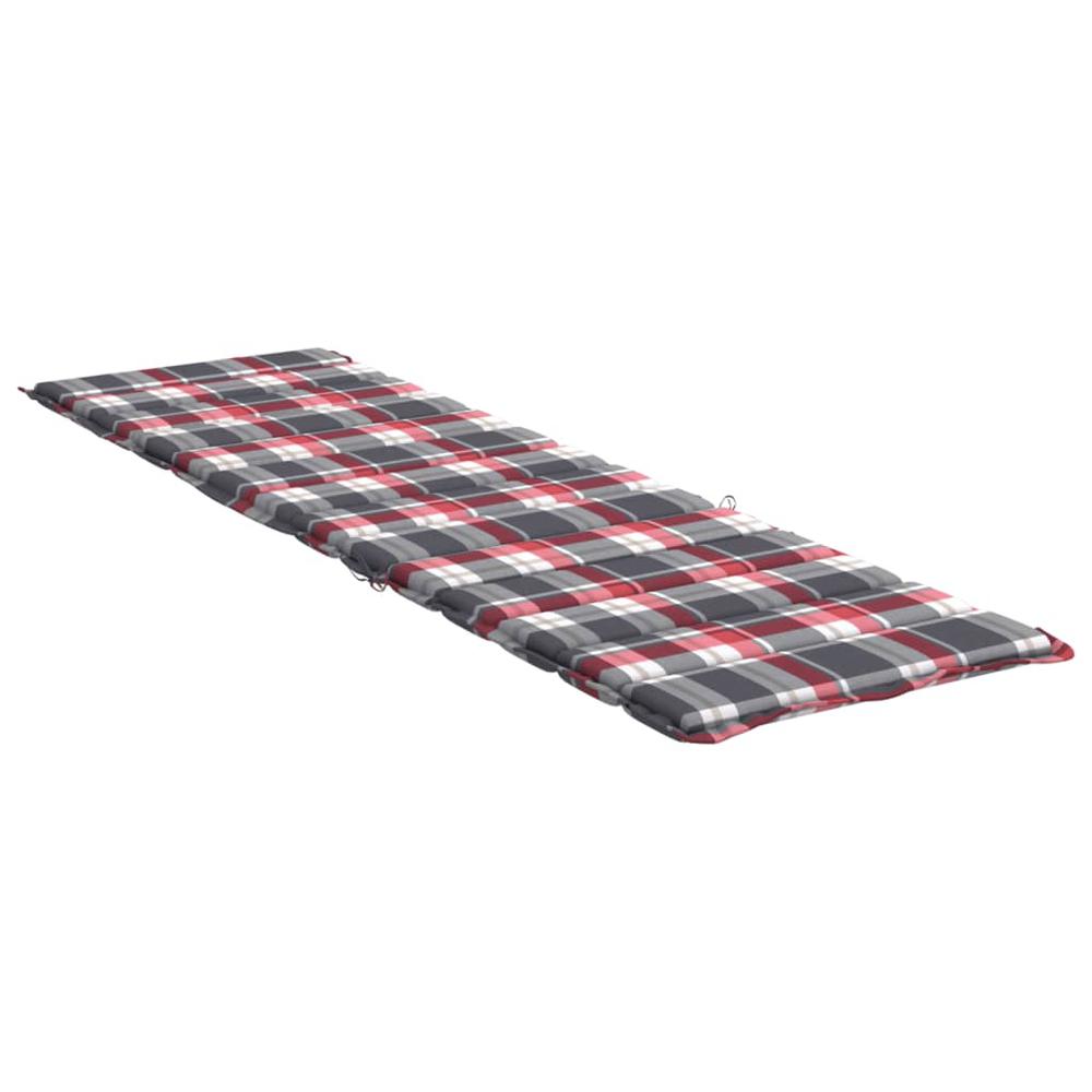 Sun Lounger Cushion Red Check Pattern 78.7"x19.7"x1.2" Fabric. Picture 3