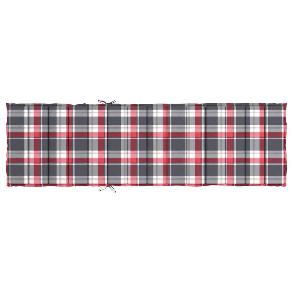 Sun Lounger Cushion Red Check Pattern 78.7"x19.7"x1.2" Fabric. Picture 4