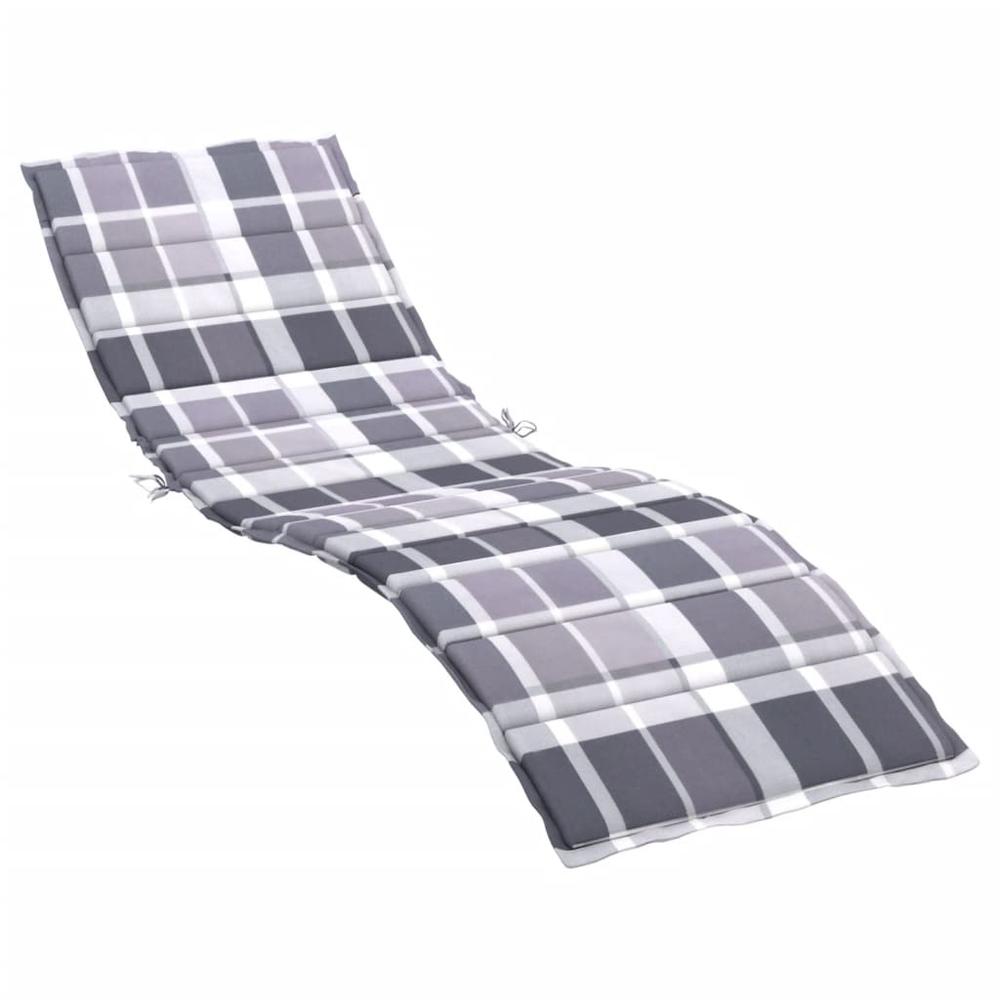 Sun Lounger Cushion Gray Check Pattern 78.7"x23.6"x1.2" Oxford Fabric. Picture 1