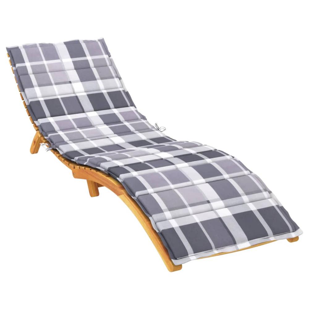 Sun Lounger Cushion Gray Check Pattern 78.7"x23.6"x1.2" Oxford Fabric. Picture 2