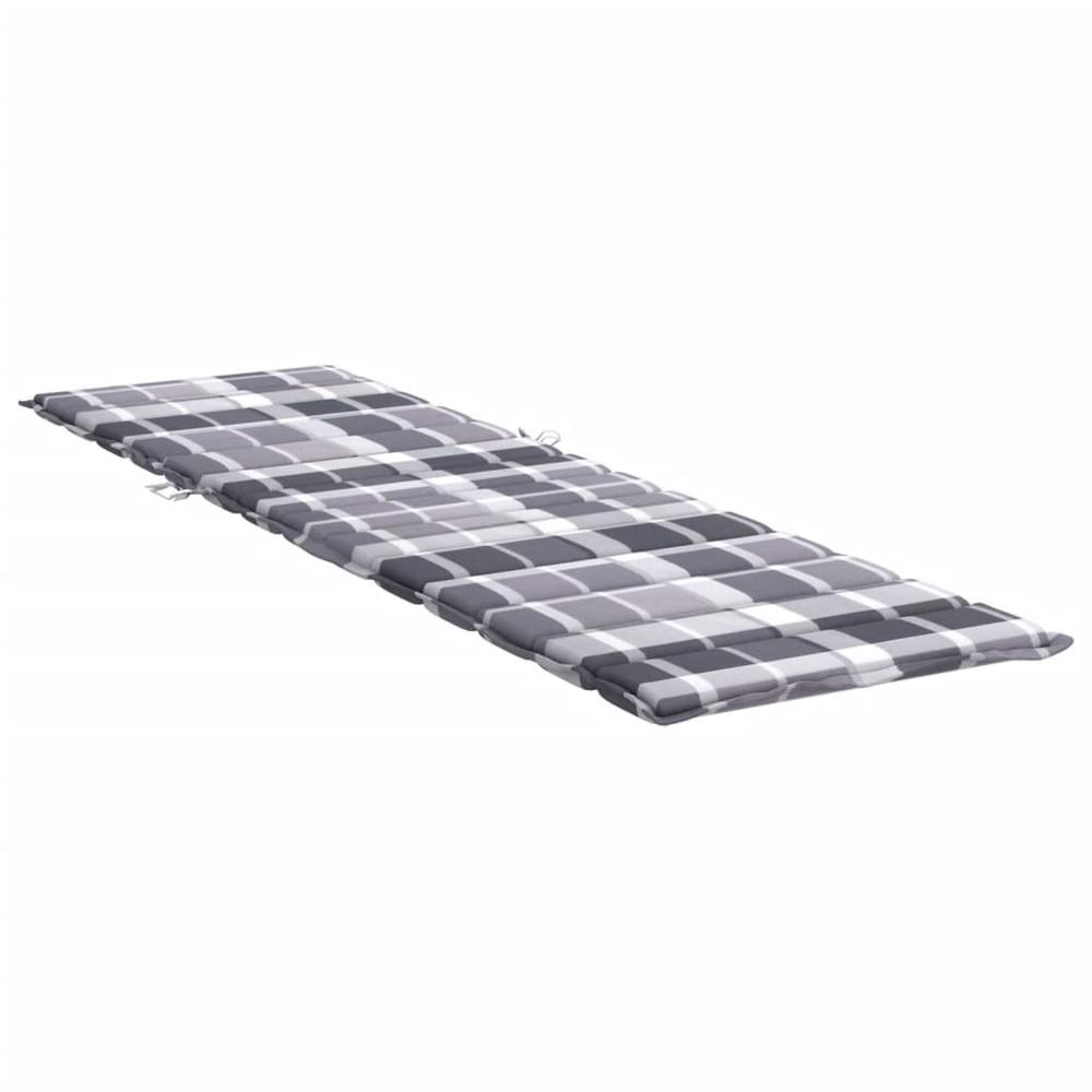 Sun Lounger Cushion Gray Check Pattern 78.7"x23.6"x1.2" Oxford Fabric. Picture 3