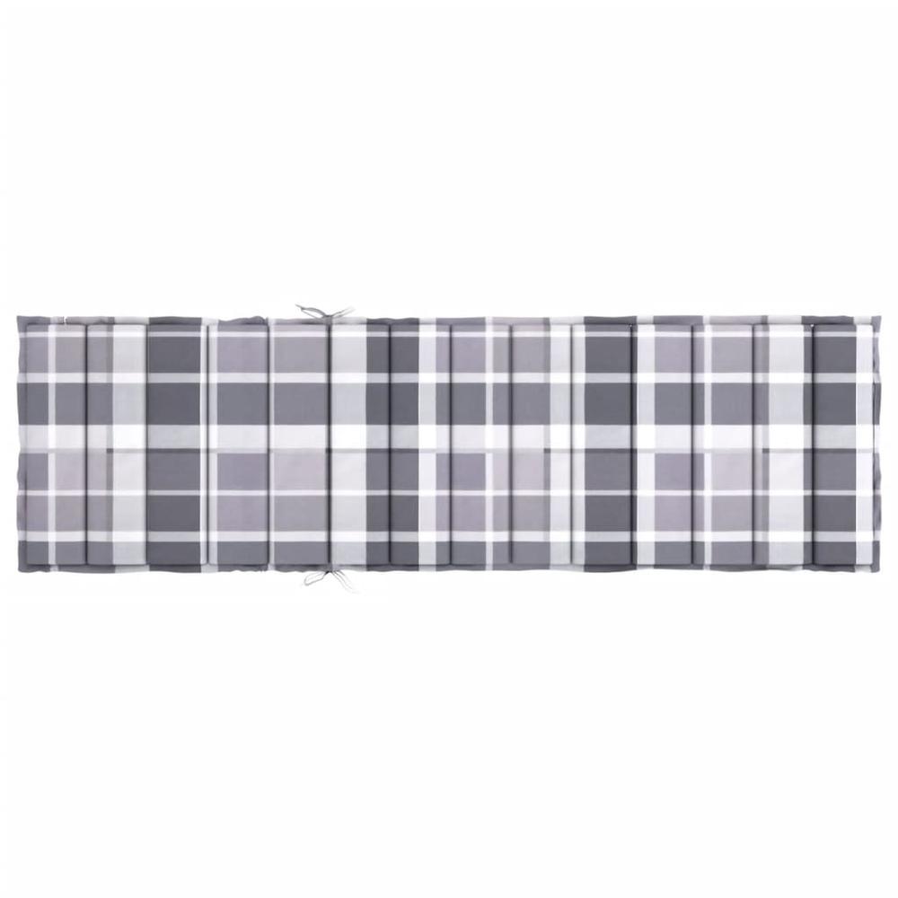 Sun Lounger Cushion Gray Check Pattern 78.7"x23.6"x1.2" Oxford Fabric. Picture 4