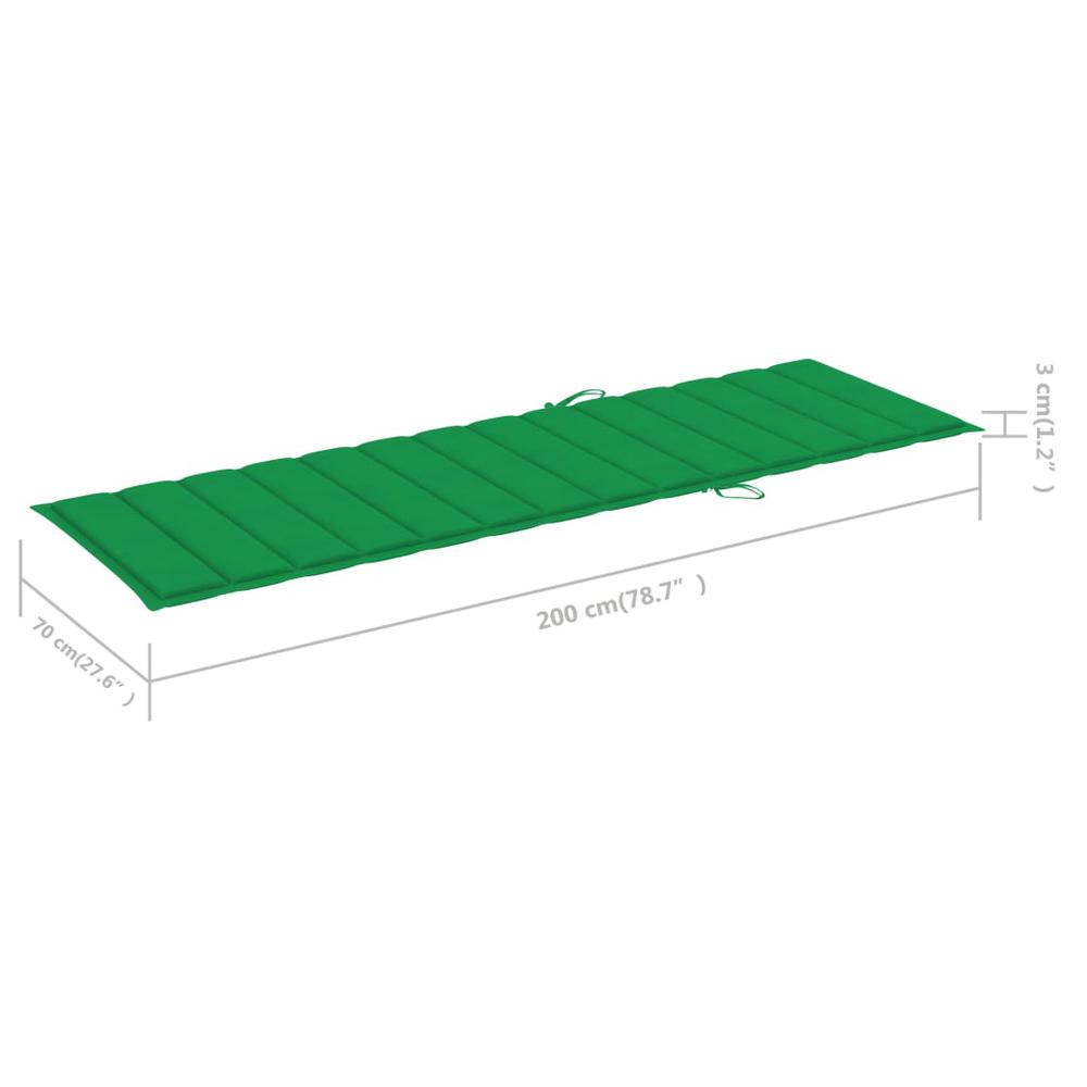 vidaXL Sun Lounger Cushion Green 78.7"x27.6"x1.2" Fabric. Picture 6